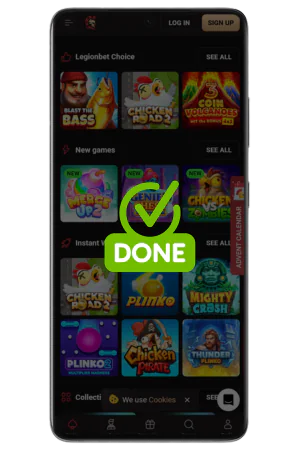 Legion Bet iOS and Android App installation successfully completed