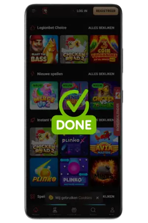LegionBet downloaden app  installatie succesvol voltooid done
