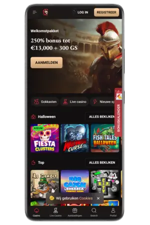 LegionBet app hoofdpagina met welkomstbonus aanbiedingen