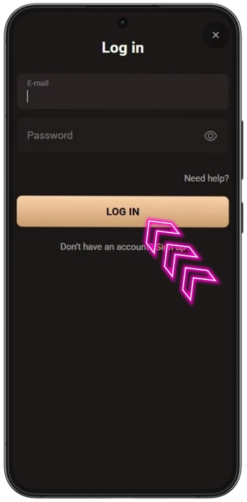Legionbet Casino Press "Log In" button